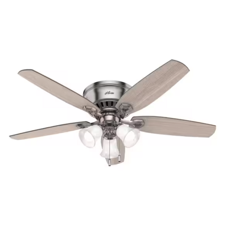 HUNTER Builder Low Profile 52 in. Brushed Nickel Indoor Ceiling Fan 51112